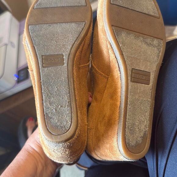 Toms Tan suede wedge ankle boots Women's Size 8 - Picture 7 of 7